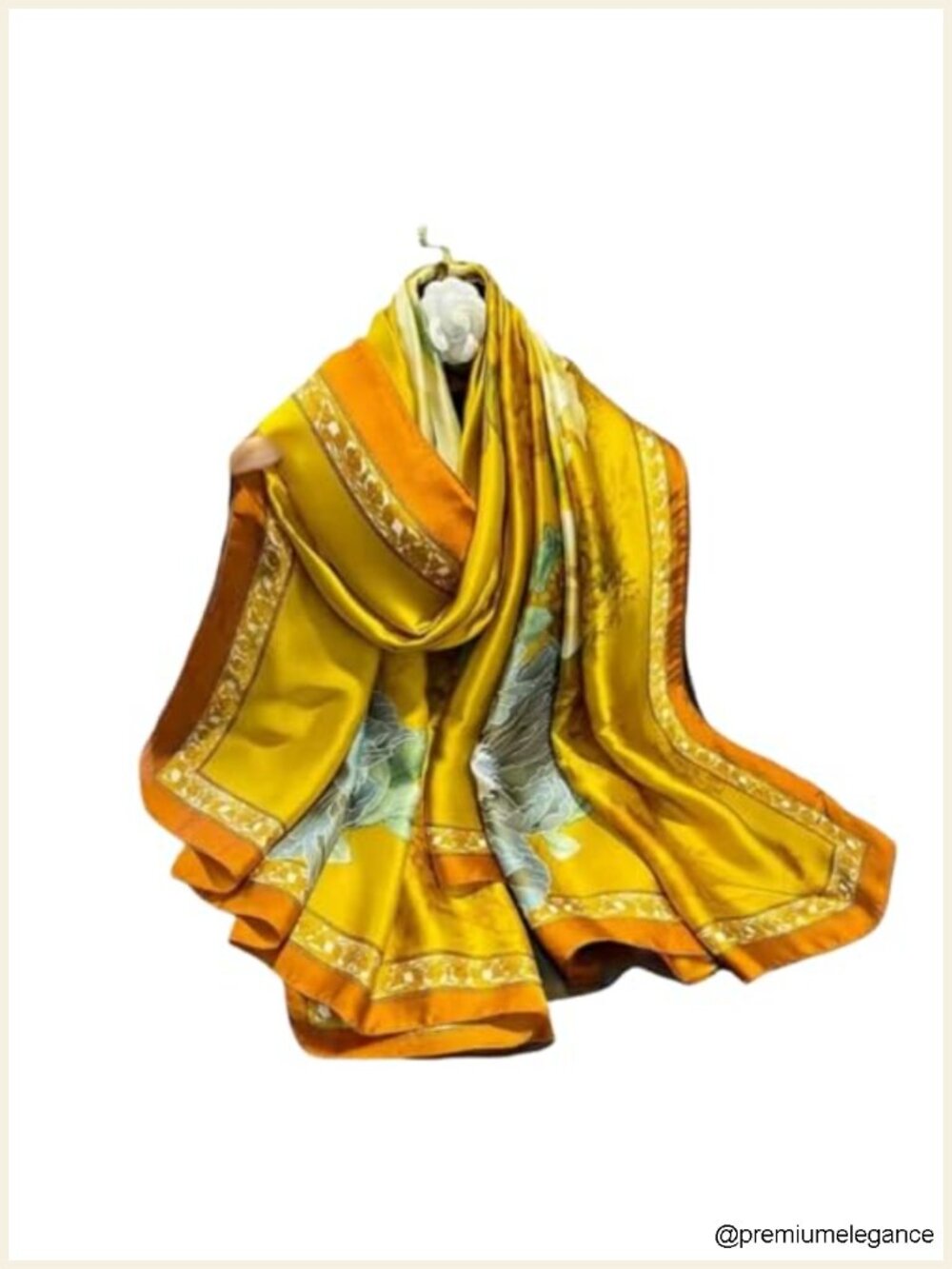 Silk Feeling Floral Scarf Lightweight Long Satin Shawl Wrap for Women Dressy
